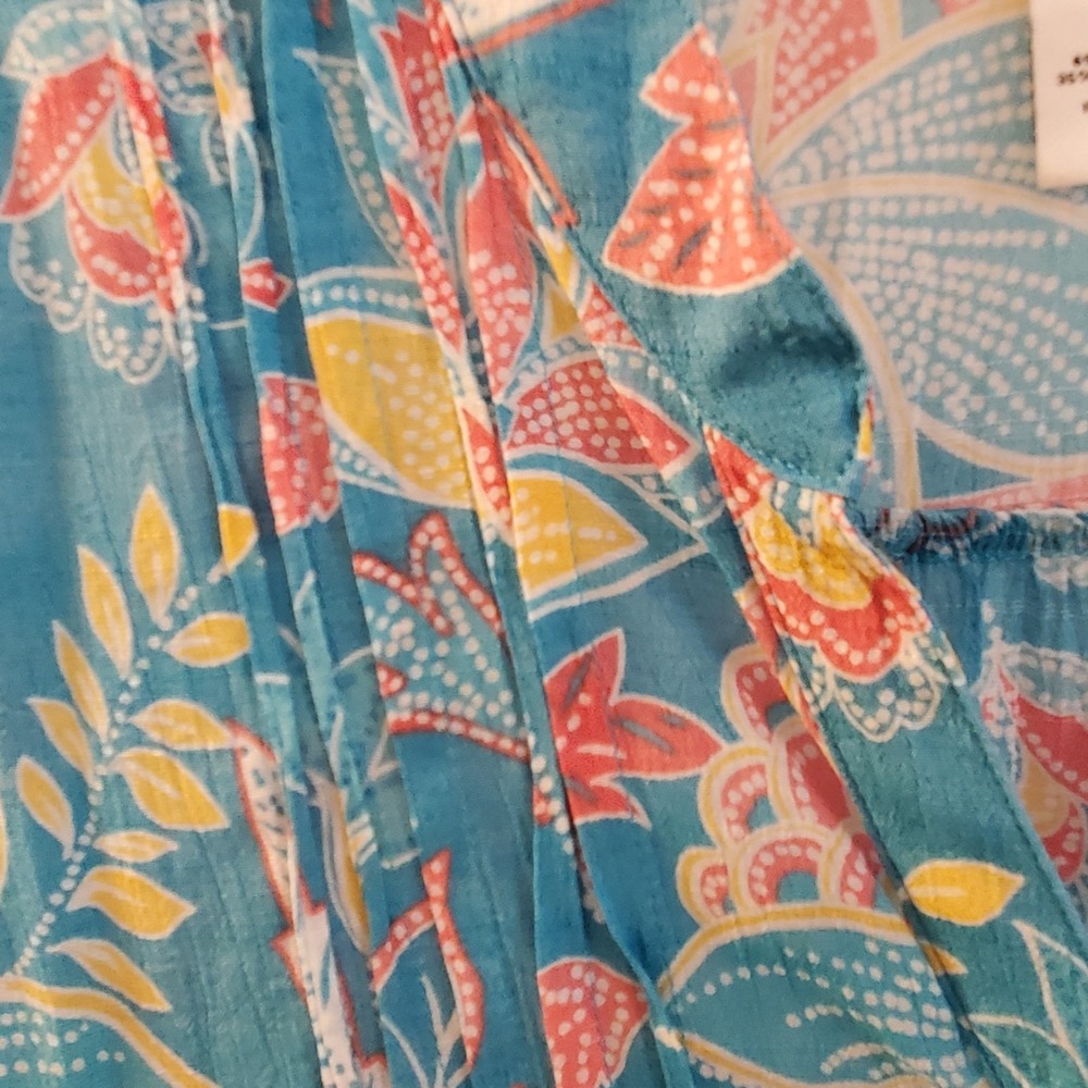 Ruby Rd. Woman Top 1X Blu Floral Rayon blend ButtonUp Blouse Resort Beach Casual - Picture 3 of 13